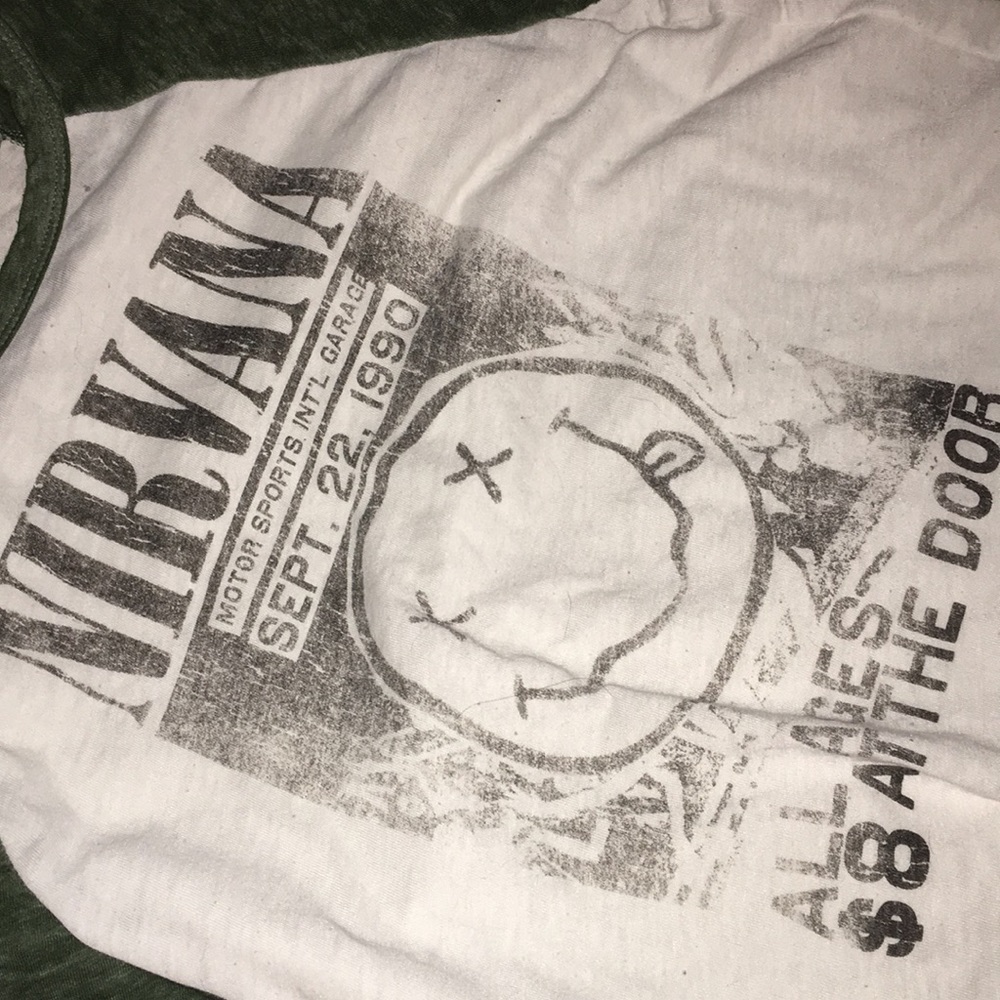 Green sleeved nirvana shirt